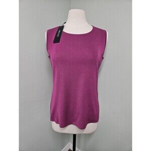 Misook Classic Knit Tank Top Sleeveless Pink Fuschia Workplace Sz Small